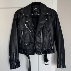 Zara Women's Black Faux Leather Moto Jacket XS